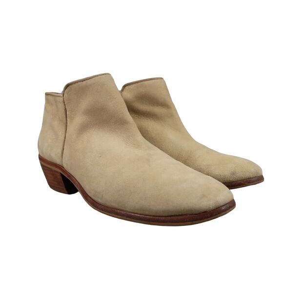 Sam Edelman Shoes Womens 7.5 Ankle Bootie Fashion Leather Classic Tan Block Heel - Picture 1 of 14
